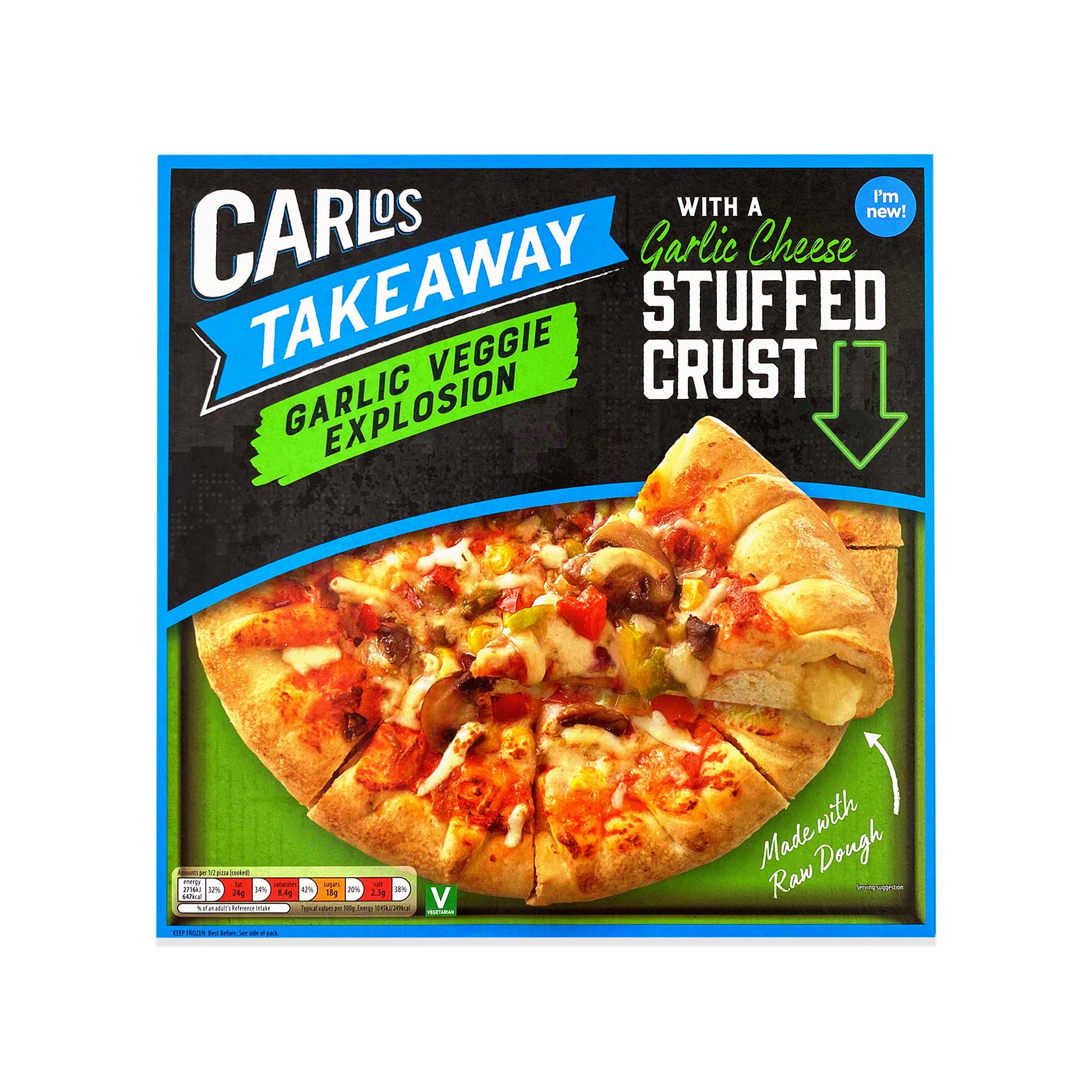 Takeaway Garlic Veggie Explosion With A Garlic Cheese Stuffed Crust 540g Carlos